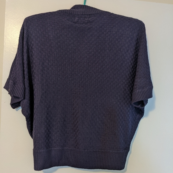 Eggplant coloured, short sleeved, crop poncho by Dex - Picture 2 of 4